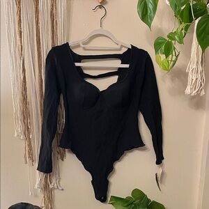 Vintage Black Cutout Bodysuit